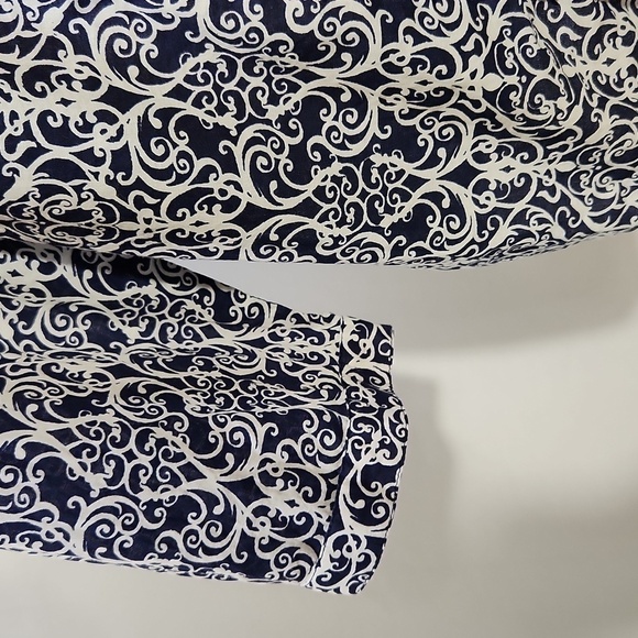 Great Northwest Womens Size XL Blue Pin Tuck Lace Accent Button Down Peasant Top - Picture 5 of 14